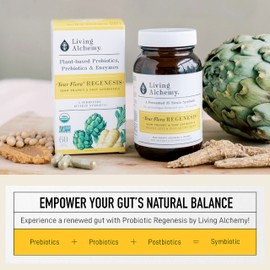 Gut Health Supplements - Your Flora Probiotic Regenesis with Fermented Soybean, Artichoke, Chicory, Prebiotics, Digestive Enzyme, & Probiotics for Men & Women - Vegan, Non-GMO - Living Alchemy, 120 Pcs