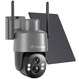 Techage 4G LTE Cellular Solar Security Camera Wireless Outdoor, 2.5K NO WiFi Security Camera with Color Night Vision, 360° PTZ Live View, PIR Motion Detection, Built-in SIM Card, 2 Way Talk