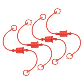 PATIKIL 3/8" ISO-B Hydraulic Coupler Male Dust Cap and Female Plug Cover, Set of 4 Rubber Quick Disconnects Port Plug Cover Fittings Red Cap with Retention Ring