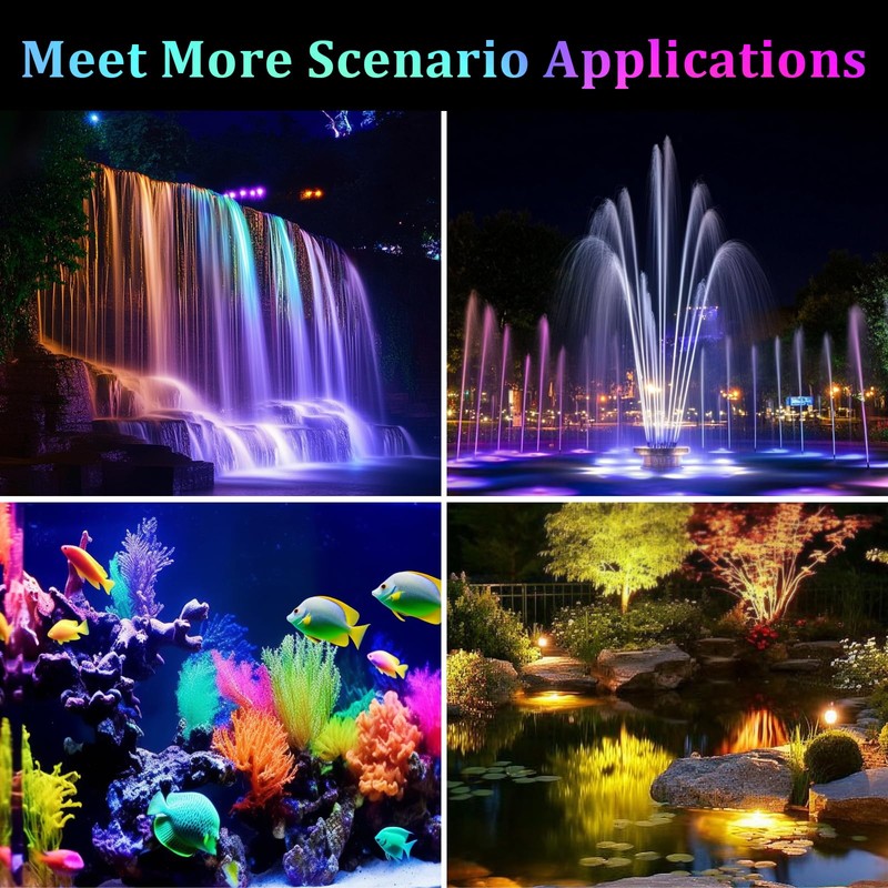 PChero RGB Pond Lighting LED Underwater Lighting Spotlight Pool Lighting