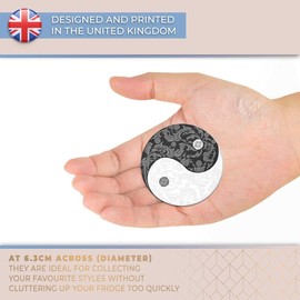 Magnet for Refrigerator, Fridge BW - Yin Yang Yoga Flowery Meditation Sign for Office, Cabinet and Whiteboard, Magnetic Stickers, 40276