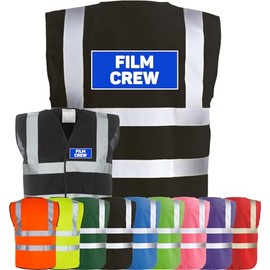 Corporate Togs FILM CREW Printed Hi-Vis Safety Waistcoat, High Visibility Safety Vest with 2 Band & Brace Reflective Strips, Fully EN471 Health & Safety Compliant - Safety Apparel