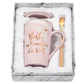 Joymaking Beste Freundin Geschenk Personalisierte Geschenke für Freundin Kaffeetasse mit Spruch - Beste Freundin der Welt, Geburtstagsgeschenk für Freundin 400ml Rosa Freundschaft Geschenk