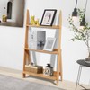 Maydear Bamboo Ladder Shelf Bookcase, 3-Tier Leaning Bookshelf Free Standing