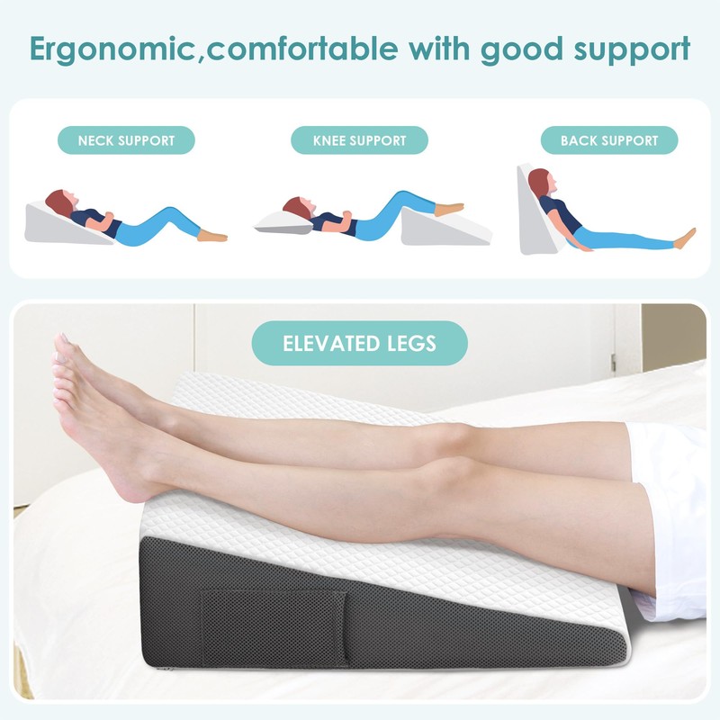 Cozymaker 7.5" Bed Wedge Pillow for Sleeping After Surgery, Back