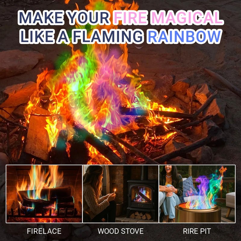 ROFPM Fire Colour Changing Powder, Magic Campfire Flam, Magical Flames,