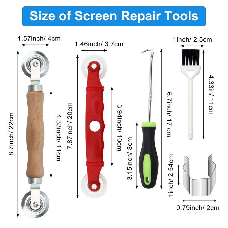 Window Screen Repair Kit Mesh Screen Spline Roller Repair Tools