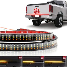 JCWIN AUTO 60" Tailgate Strip TRIPLE LED Tail+STROBE-BRAKE+Sequential Turn Signal+Reverse Light, Universal Fit for F-150/250, Silverado, Tundra.