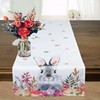 KAMACA Table Runner Spring Easter Flowers Rabbit Decor Easter Bunny
