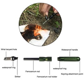 3PCS Compact Fire Starter Sticks with Scraper Striker Fire Steel Strikes Survival Ferro Rod Flint Fire Steel Spark Magnesium Rod for EDC Emergency Survival Kits Camping Hiking Bush-Craft