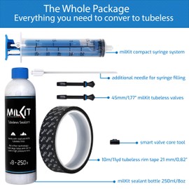 milKit Tubeless conversion kit with 45 mm valves - 21 mm tape