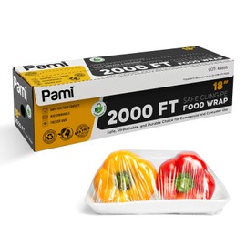 PAMI Plastic Food Wrap 18 Inch Wide X 2000ft, Clear Bpa Free Cling Wrap with Dispenser Box, Commercial Food Wrap Microwave Freezer Safe