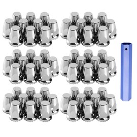 Lug Nut Covers for Semi Trucks - 60Pcs 33mm Screw-on Hexagon ABS Nut Covers with Chromium Plated Surface, Anti-Rust Waterproof Semi Truck Lug Nut Covers