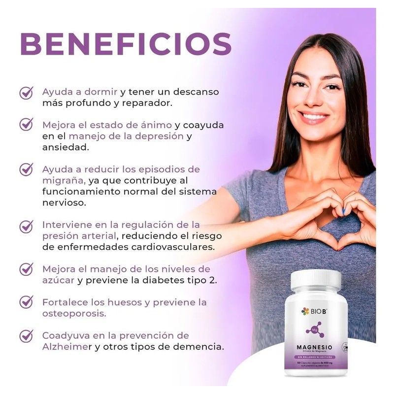 Bio B Magnesio 60 Cápsulas Veganas