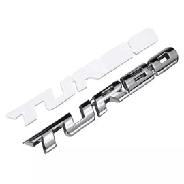 2pcs Metal Turbo Car Truck SUV Front Hood Side Emblem Decal 3D Logo Badge (Silver)