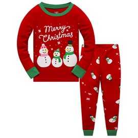 Boys Christmas Pajamas for Toddler Clothes Set Snowman Sleepwear Long Sleeve 100% Cotton 2 Piece Kids Pjs Size 6t