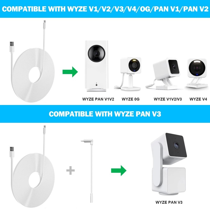 Uogw 2 Pack 20Ft Power Extension Cable Compatible With Wyze
