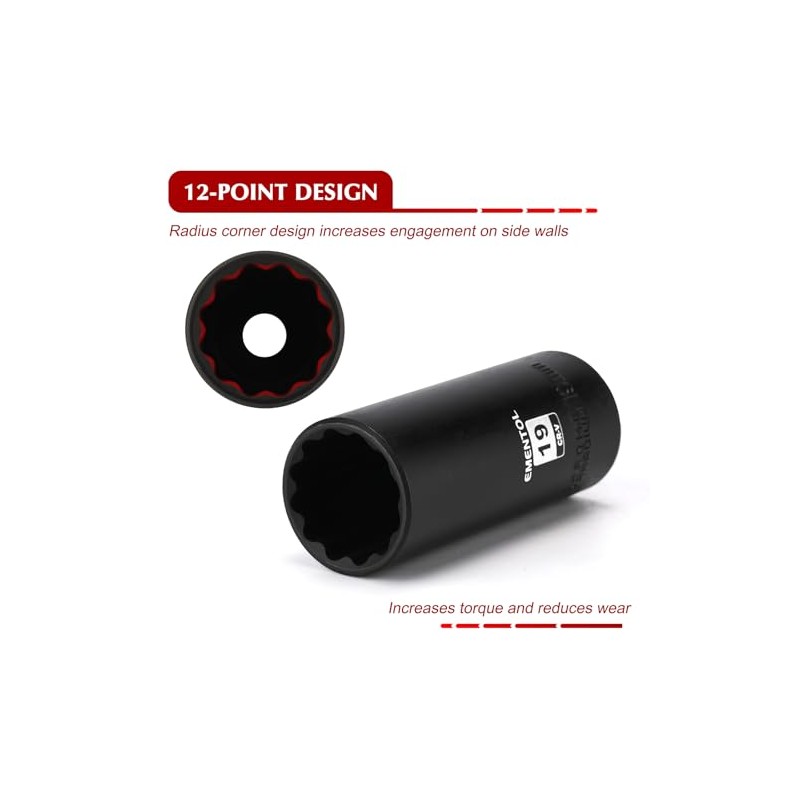EMENTOL 3/8" Drive Impact Socket Set, 27PCS, Metric(7mm to 19mm),