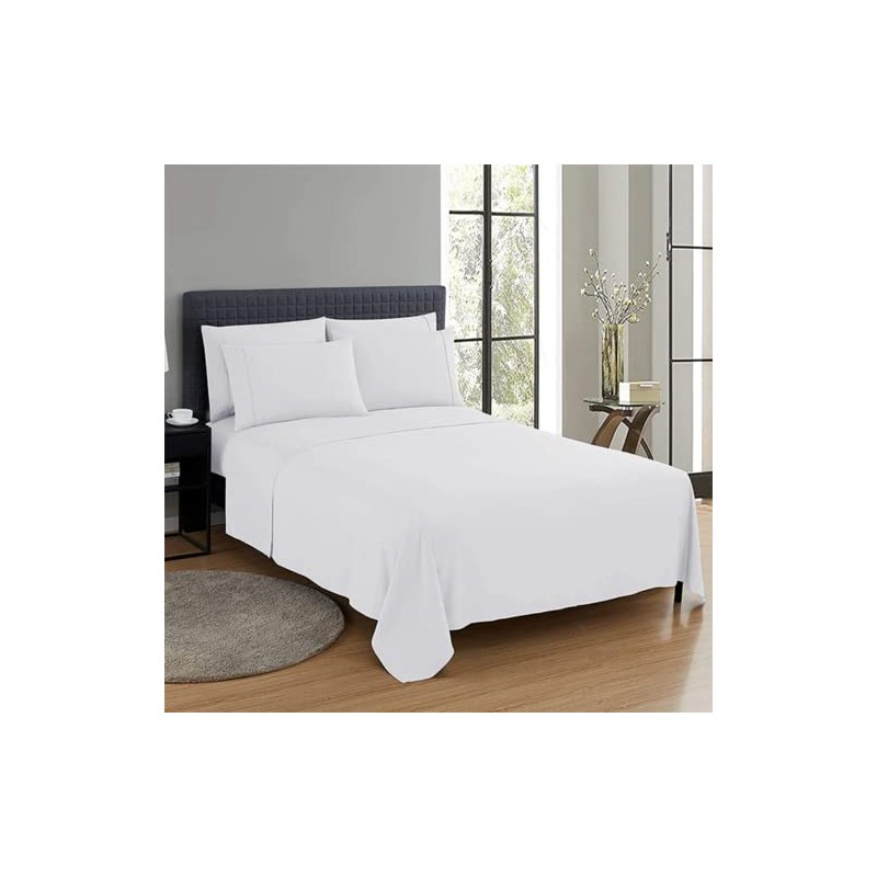 CHARKHAH Polycotton Flat Sheets with Single Double King Size Bed