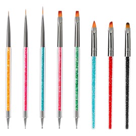 Pack of 8 Nail Brushes, Dotting Tool, Nail Art Liner Brush, Nail Extension Gel Brush, Nail Brush for Dotting, Drawing, DIY Nail Art Design