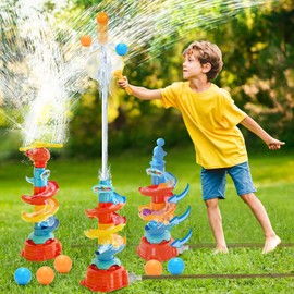 Skirfy Water Sprinkler for Kids,3 in 1 Helicopter Toy for Boys Girls,Dog Water Toys,Catch Ball Game,Outdoor Play Summer Pool Party,Outside Toys,Lawn Backyard,Garden Game Toy for Kids Ages 3 4 5 6 7 8