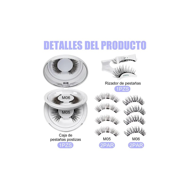 Ruishida 2 Pares Pestañas Magnéticas Reutilizables, Con Aplicador, Sin Pegamento,larga