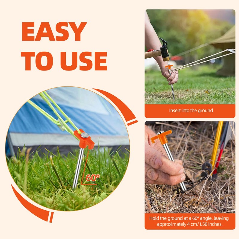 Loccmat 40 Pcs Tent Stakes,9.8 Inch Ground Stakes,Heavy Duty Metal
