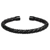Mendozza Men's Bangle Leather Bracelet Stainless Steel Bangle Individually Adjustable