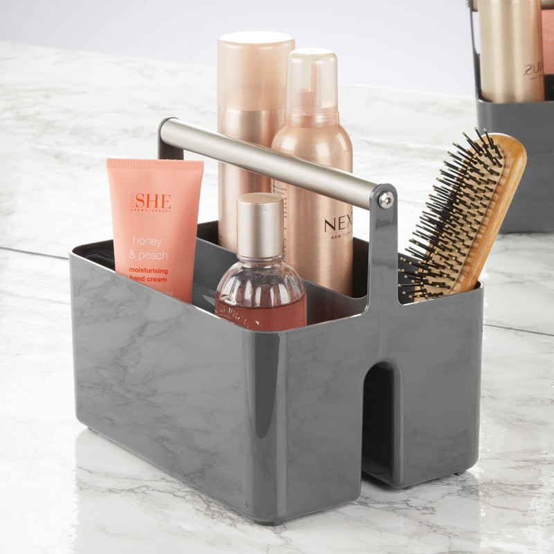 mDesign Plastic Shower Caddy Storage Organizer Utility Tote, Divided Basket