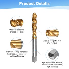 M METERXITY 2-Pack 1/4-20 UNC Spiral Flute Thread Tap, HSS Titanium Coated Right Hand Threading Tap Screw for Drilling/Milling Machines/CNC Machine Tools, Tapping Tool