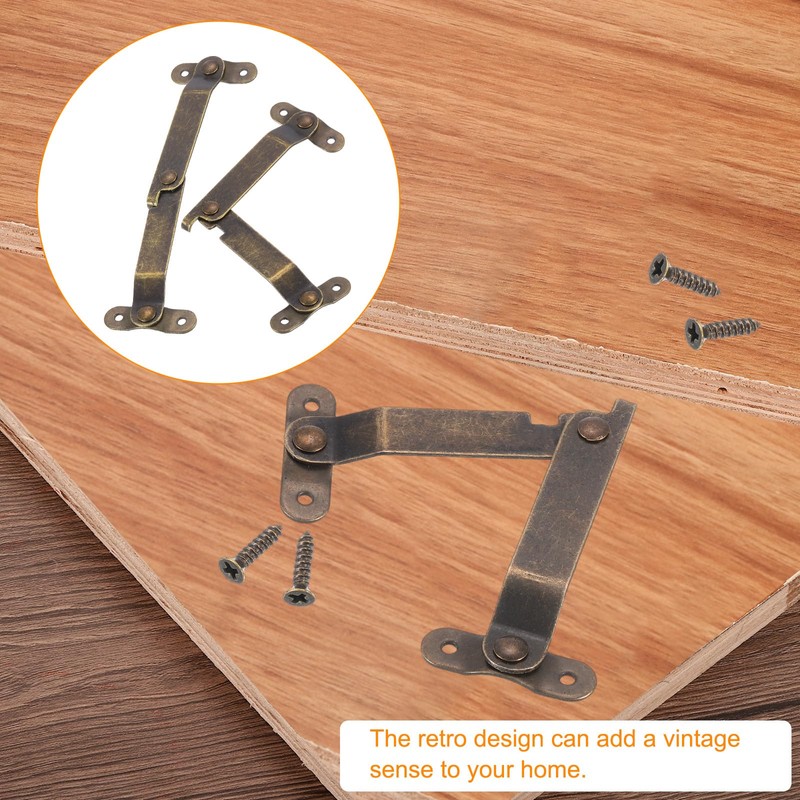 sourcing map 2 Pcs Lid Folding Support Hinges, Iron 180