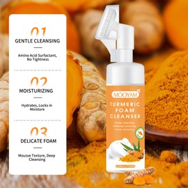 GUOYAOLIFU Turmeric Foaming Facial Cleanser, Turmeric Facial Wash - Deep Cleansing for All Skin Types 2PCS