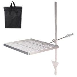 REDCAMP Folding Stainless Swivel Campfire Grill Grate, Portable Fire Pit Grill Grate Over Fire Pit, Heavy Duty Steel Grate & Camp Fire Rack with Carrying Bag for Outdoor Camping Cooking