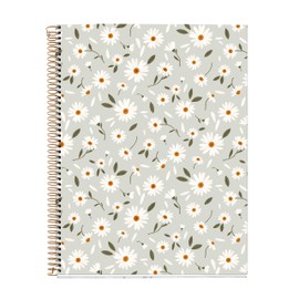 Miquelrius - Notebook A4 (210 x 297 mm), Ruled Landscape 7 mm, 120 Sheets 70 g/m², Green Card Cover, 4 Coloured Stripes, Copper Spiral, Spring Flowers Collection
