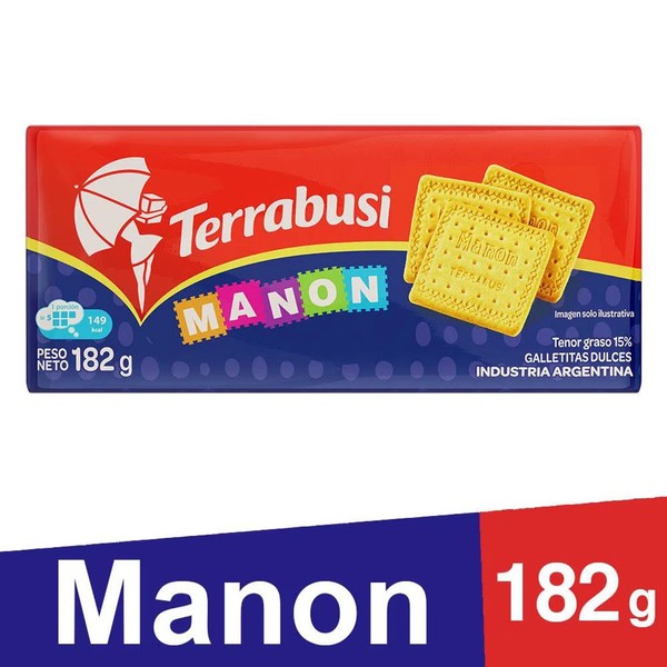 Terrabusi Manón Leche Cookies Sweet Square Cookies with Milk, 182 g / 6.41 oz each (pack of 3)