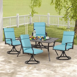 Aoodor 20" x 37" x 2.8" Polyester High Back Segmented Outdoor Chair Cushion, Water Resistant & Fade Resistant Removable Cover, Ties and Zipper for Patio Furniture, Set of 4, Teal