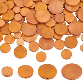 PH PandaHall 120pcs Flat Round Wood Beads 4 Sizes Wood Coin Beads Wood Spacer Beads Craft Wooden Beads Small Wood Disc for Jewelry Necklace Bracelet Craft Making HomeMacrame, 15/20/25/29mm