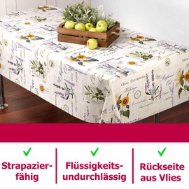 DecoHomeTextil Oilcloth, Waxed Tablecloth, Garden Tablecloth, Robust Linen Embossing, Washable, Bound Edges