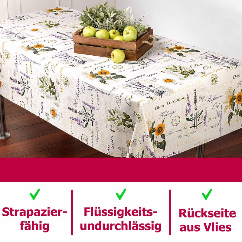 DecoHomeTextil Oilcloth, Waxed Tablecloth, Garden Tablecloth, Robust Linen Embossing, Washable,