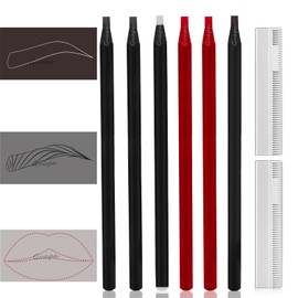 Microblading Supplies Waterproof Eyebrow Pencil-6 Pieces Red Brow Lips Mapping Pencil Set For Marking, Filling, Outlining, Tattoo Makeup Kit And Permanent Makeup Eye Brow Lip Liners (6PCS Mixed Color)