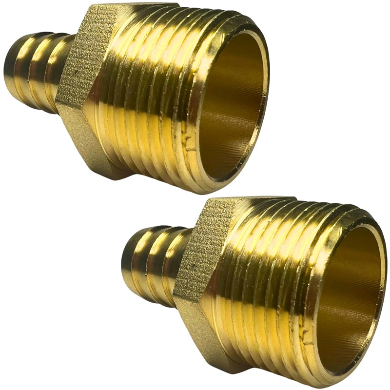 2pcs 1'' NPT x 3/4'' Barb Brass Hose Fitting Barbed