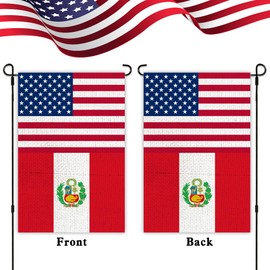 Peru USA Friendship Garden Flag12x18 in Burlap Peruanos America US Outdoor Banner for Patio Yard with Double Side