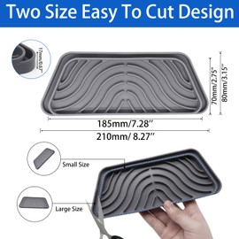 ZHMEINA 2 Pack Silicone Refrigerator Drip Tray, Cuttable Refrigerator Drip Catcher, Protects Ice and Water Dispenser Pan, Fridge Spills Water Pad (Rectangular, Gray)