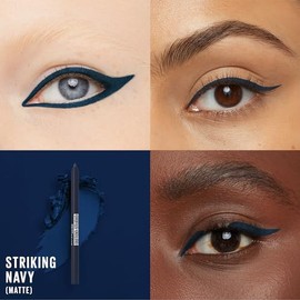 Maybelline TattooStudio Lápiz de gel afilable de larga duración, delineador de ojos, azul marino llamativo, 0.5 onzas