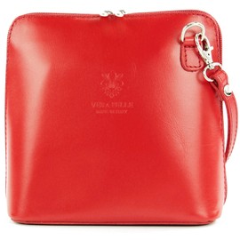 modamoda de - T94 Italian Small Shoulder Bag Made of Smooth Leather, red