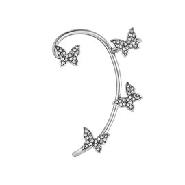 HZMAN Butterfly Ear Cuff Earring for Women Stainless Steel Cubic Zirconia Butterfly No Piercing Ear Wrap Clip On Earrings Jewelry Gift, Stainless Steel, Cubic Zirconia