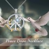 ZPMMPZ Peace Sign Necklace 925 Sterling Silver Peace Sign Dove