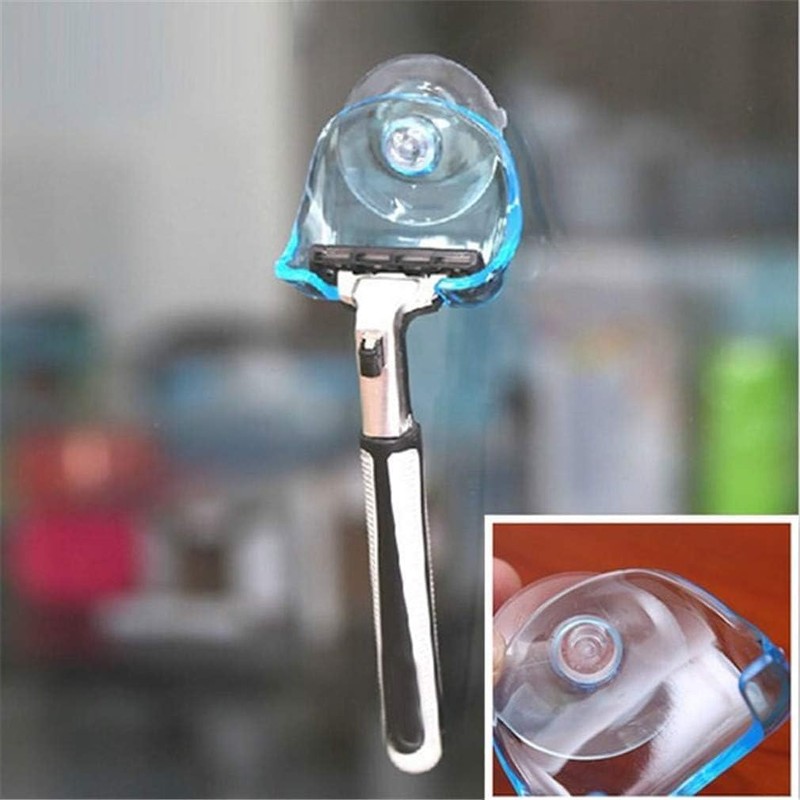 JJLFresheners Blue Suction Cup Hooks Removable Hook Razor Holder Transparent