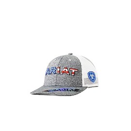 ARIAT Youth American Flag Colors Embroidered Cap, Grey/White