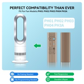 ZWP New Replacement Remote Control Compatible for Dyson Pure Humidify+Cool Tower Fan PH01 PH02 PH03 PH04 PH3A PH2 De-NOx (Golden)